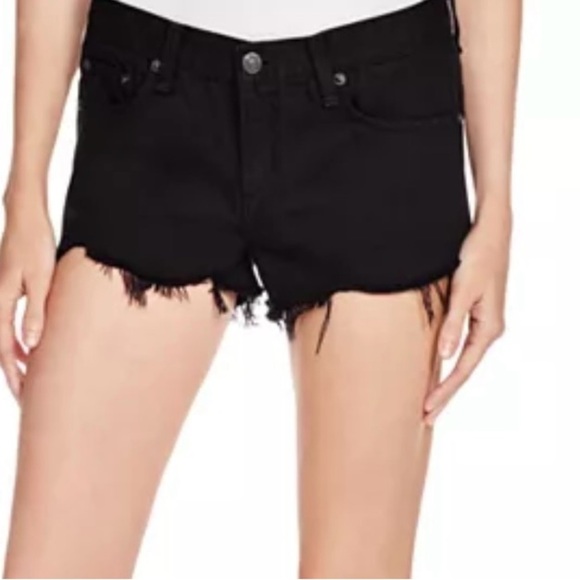 Rag & Bone Black Denim Frayed Edge Mid-Rise Shorts SIZE 29 - Picture 3 of 11